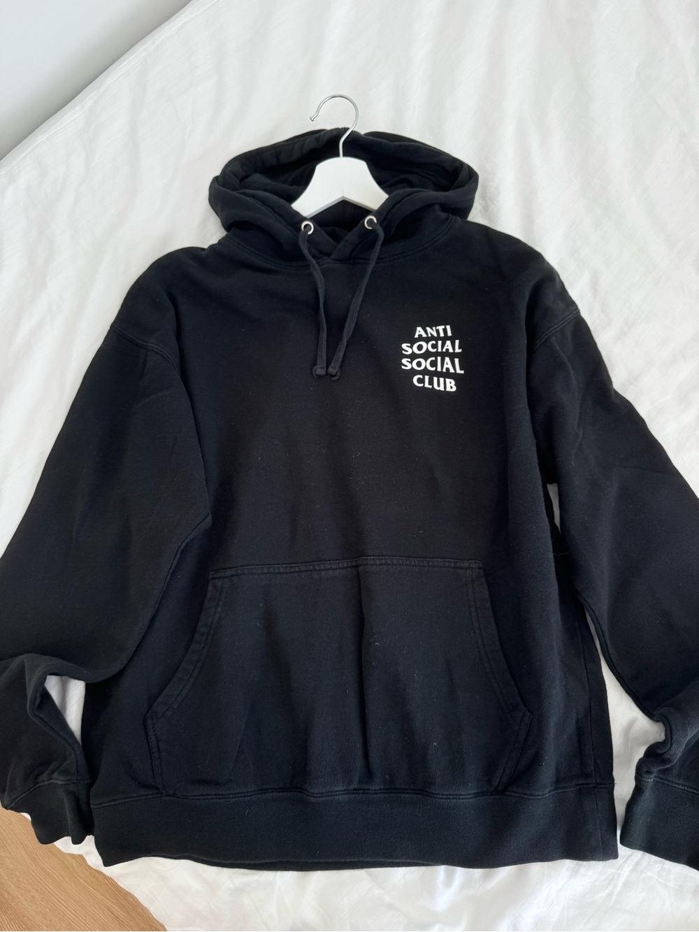 Anti Social Social Club Classic Black Pullover Logo Hoodie - Size Small